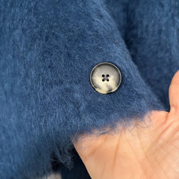 New Madwell Heather Lapis Blue Fuzzy Brushed V-Neck Cardigan Sweater Size L - Picture 7 of 11